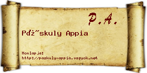 Páskuly Appia névjegykártya